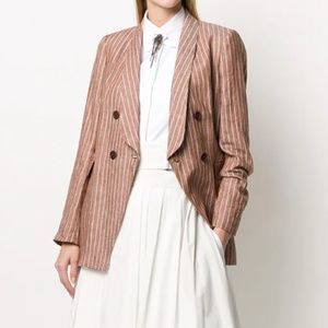 Brunello Cucinelli Brick-red Striped Blazer